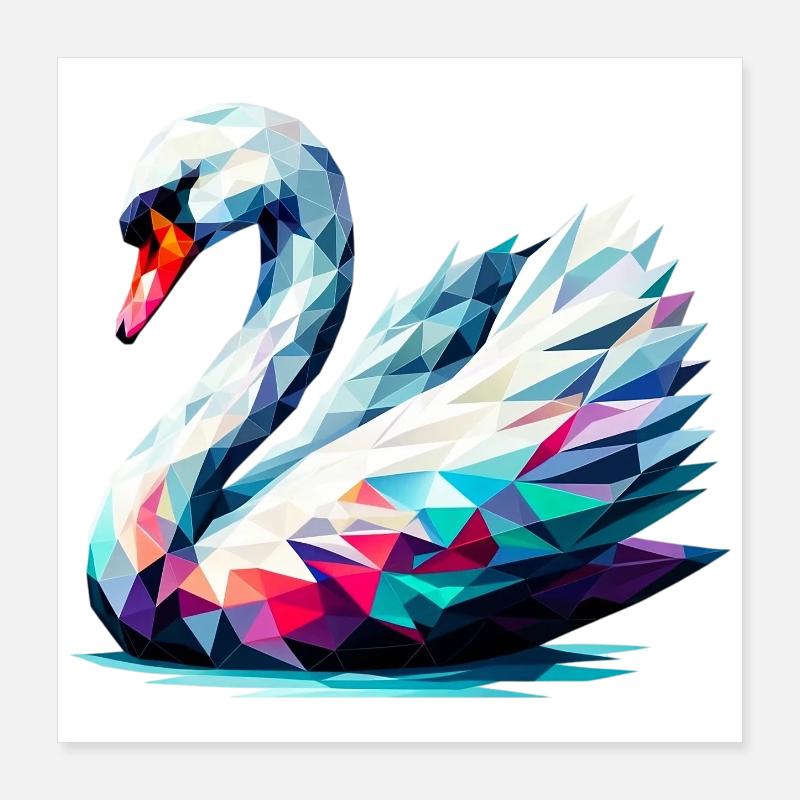 Polygonaler Schwan Poster 40x40 cm