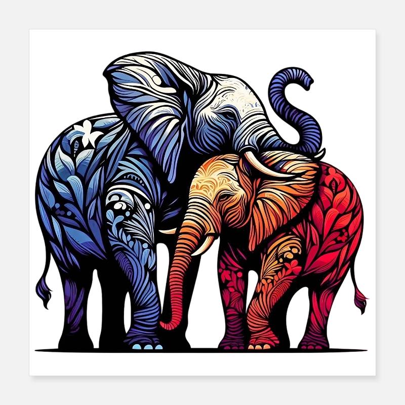 Elefanten Poster 40x40 cm