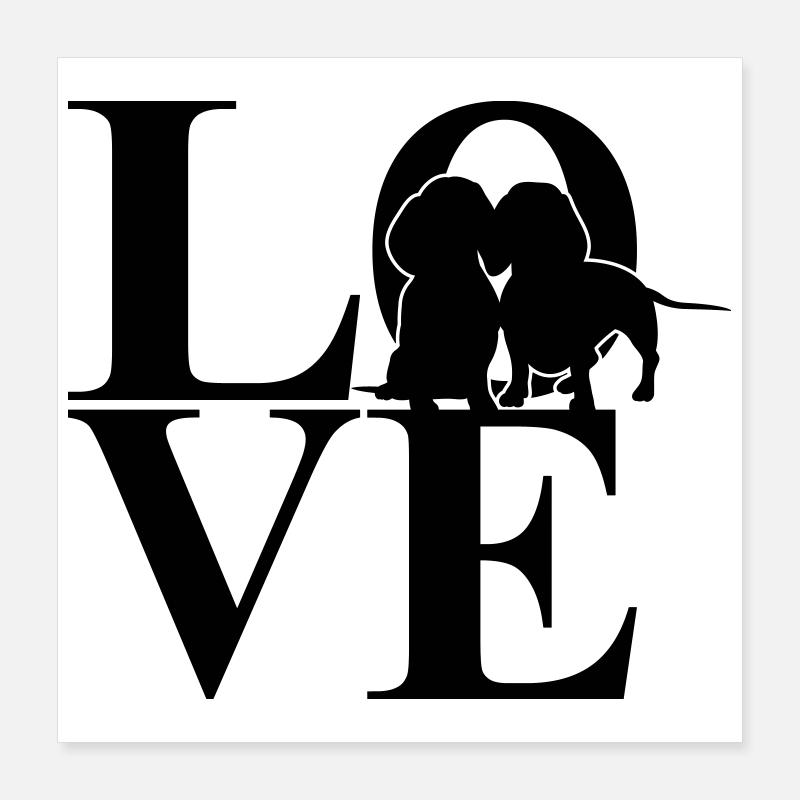 Two Dachshund Love Dog Motif Poster 16" x 16" (40x40 cm)