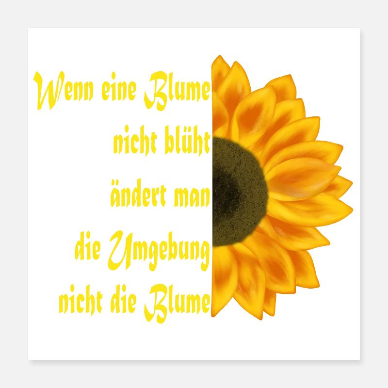Sonnenblume trifft Textkunst Poster 40x40 cm