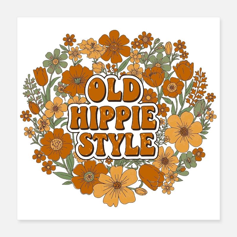 Style branché à l’ancienne comme flower power des années 70 Poster 40 x 40 cm