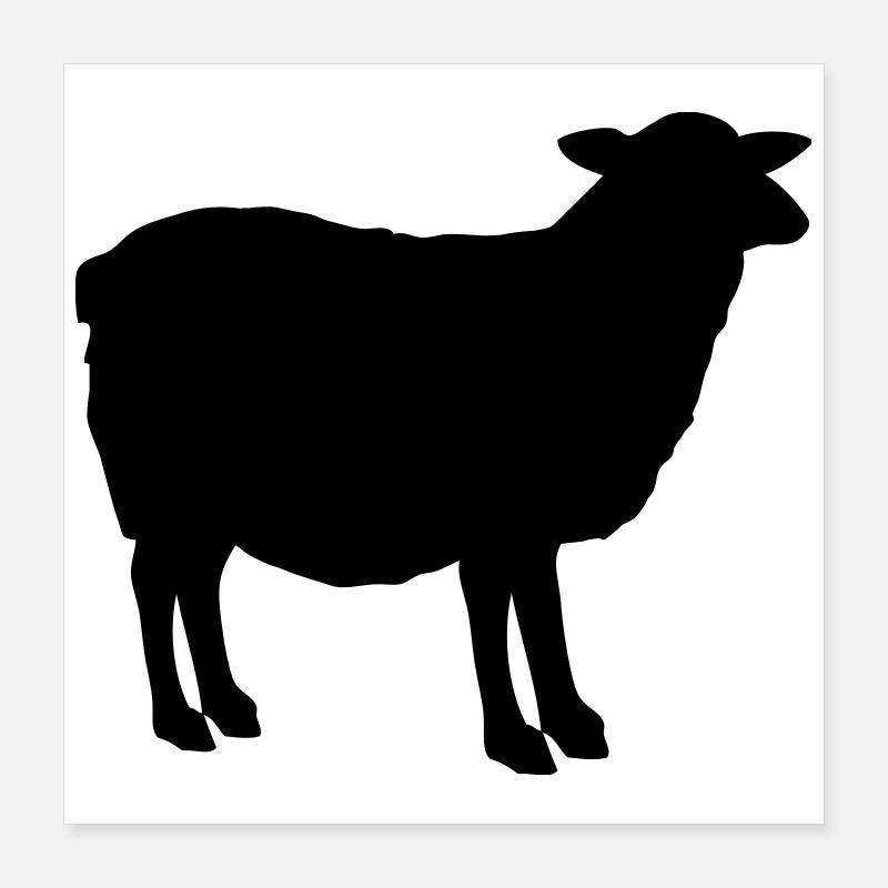 Silhouette de mouton Poster 40 x 40 cm