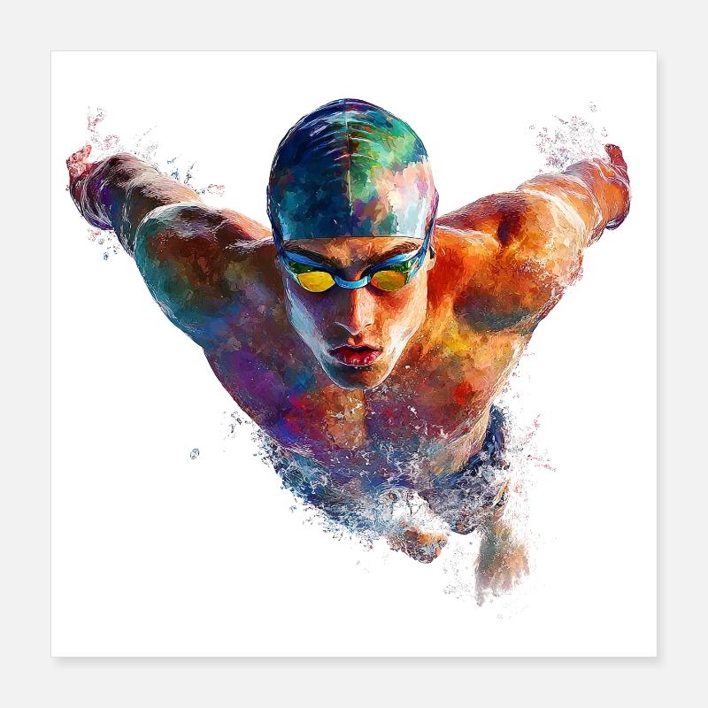 Explosion de couleur de flotteur d’eau Poster 40 x 40 cm