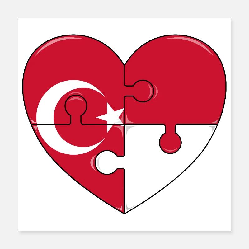 Conception du puzzle du drapeau Turquie-Indonésie. Poster 40 x 40 cm