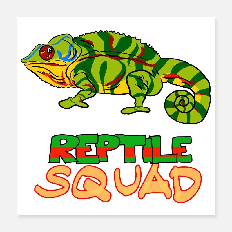 Reptile Squad Bunte Chamäleon-Kunst Poster 40x40 cm