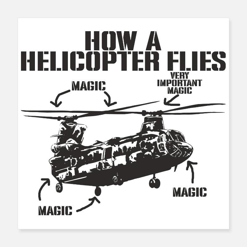 How a Helicopter Flies – Magical and Funny Poster 16" x 16" (40x40 cm)