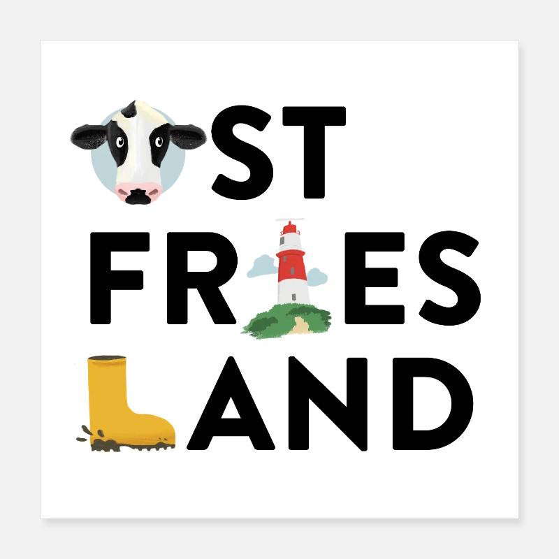 Ostfriesland - Poster 40x40 cm - Weiß