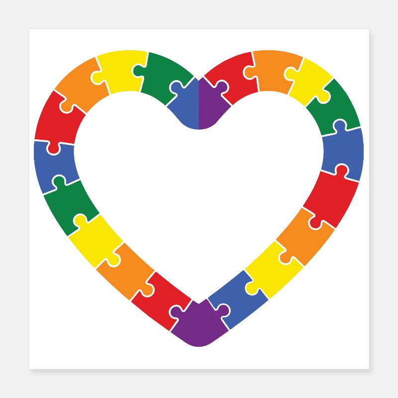 Conception de cœurs d’un puzzle pour l’autisme Poster 40 x 40 cm