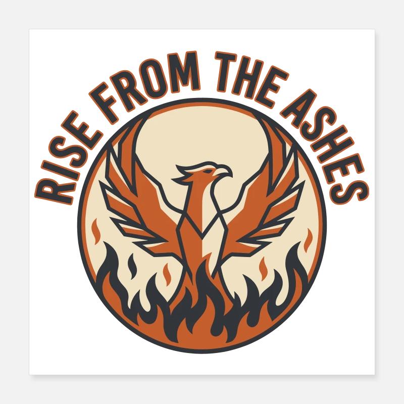 Le Phénix Éternel : Renaissance par le Courage Poster 40 x 40 cm