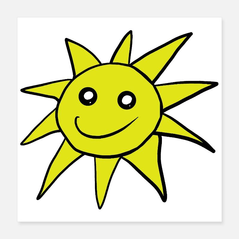 Lächelnde Cartoon-Sonne Kinder Poster 40x40 cm