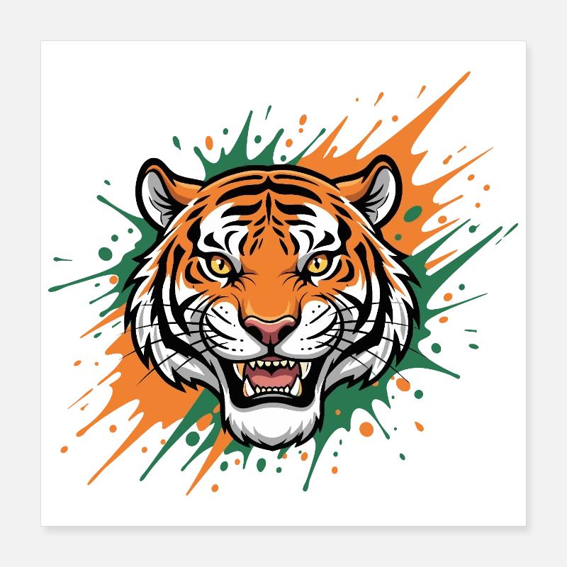 Tiger Head Splash Art Poster 16" x 16" (40x40 cm)