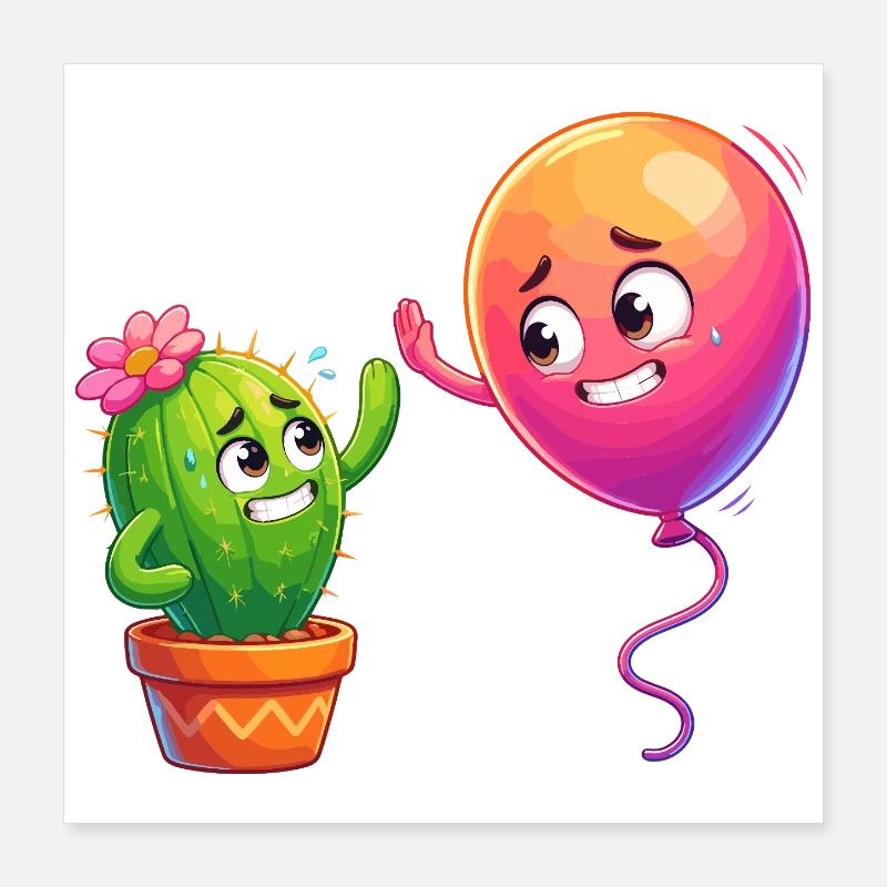 Amitié Ballon Cactus Poster 40 x 40 cm