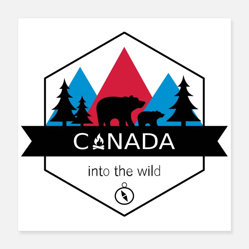 Canada Into the Wild with Bears and Forest Poster 16" x 16" (40x40 cm)