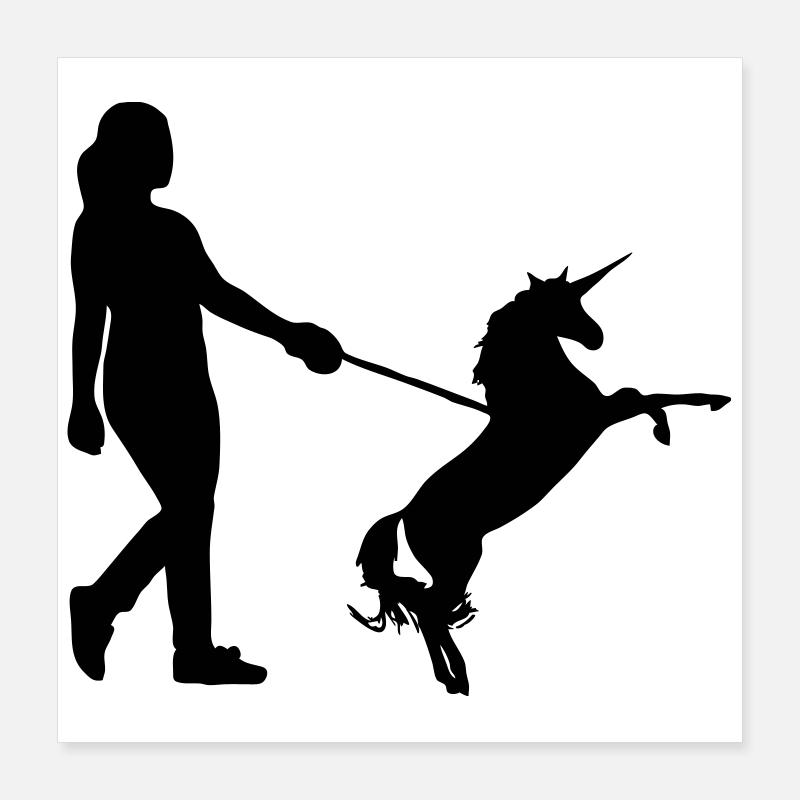 Einhorn Gassi - Einhörner, Haustier, Geschenk Poster 40x40 cm