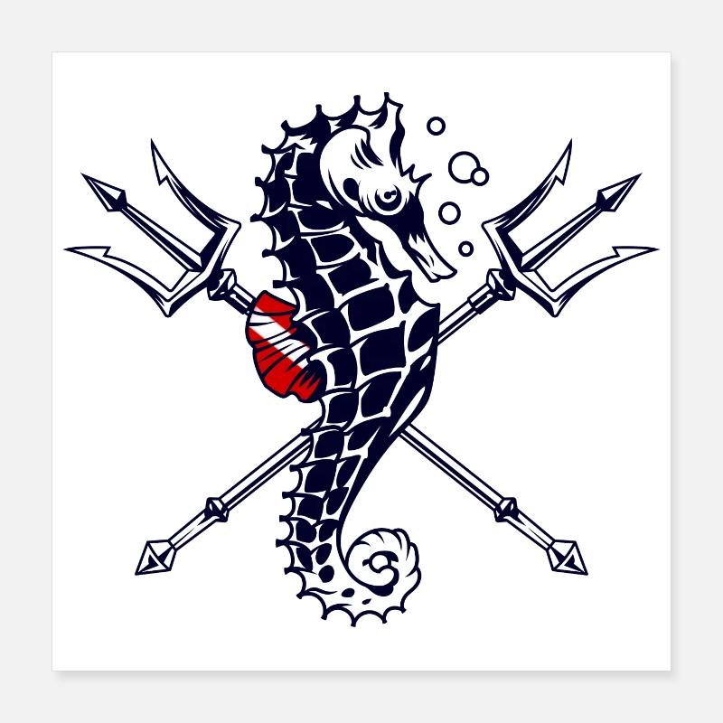 Hippocampe Trident Plongée Sous Marine Poster 40 x 40 cm