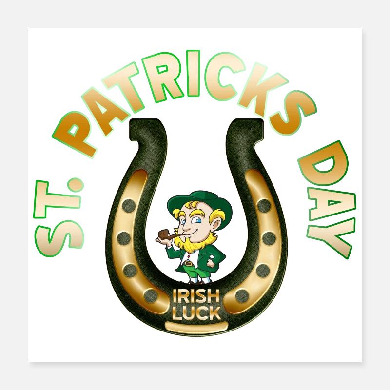 St. Patricks Day Leprechaun Hufeisen Poster 40x40 cm