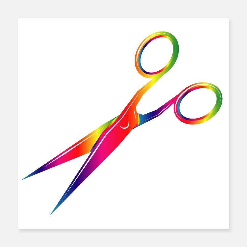bunte Schere in Regenbogen Farben Poster 40x40 cm