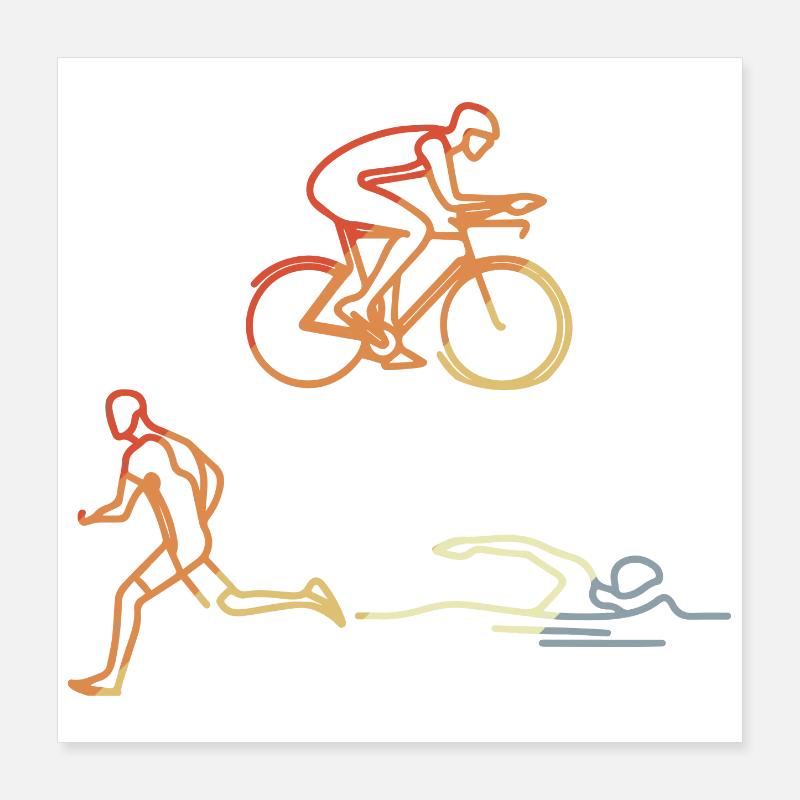 Vintage Triathlet Poster 40x40 cm