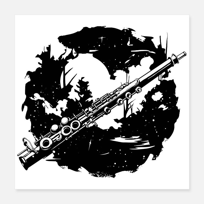 Flute Sketch Poster 16" x 16" (40x40 cm)