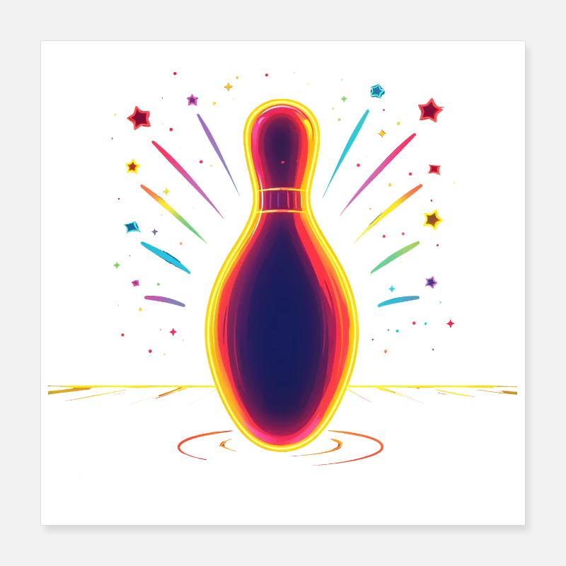 Bowling Synthwave Poster 16" x 16" (40x40 cm)