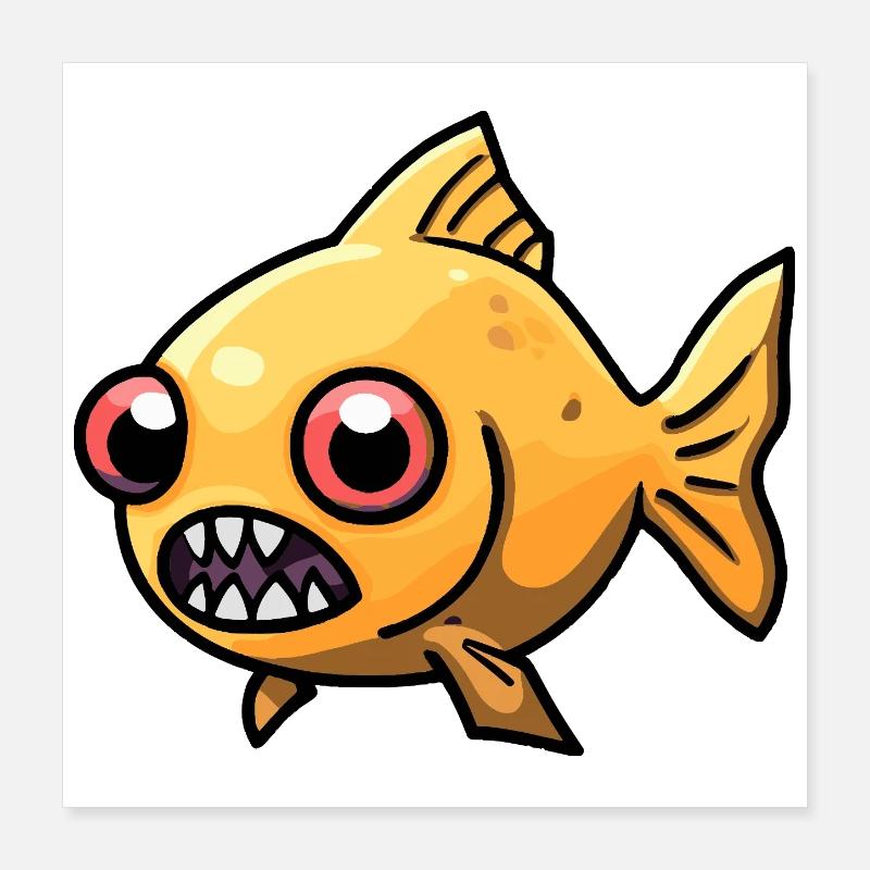 Poisson rouge Halloween Zombie Poster 40 x 40 cm