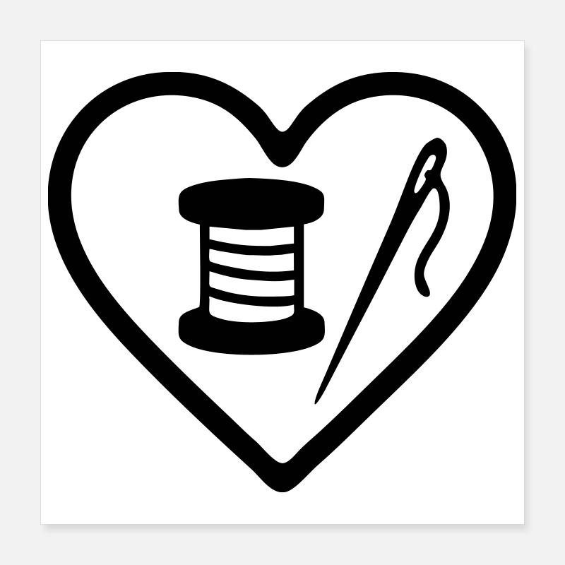 Heart + Sewing – Passion Sewing Poster 16" x 16" (40x40 cm)