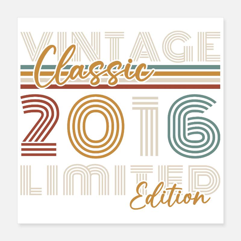 2016 Vintage Retro Geburtstagsgeschenk Poster 40x40 cm