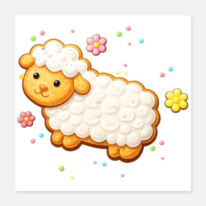 Agneau mignon comme illustration de biscuit décoré Poster 40 x 40 cm