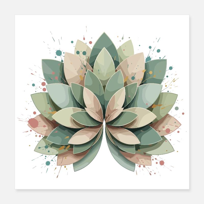 Rosette succulente pastel Poster 40 x 40 cm