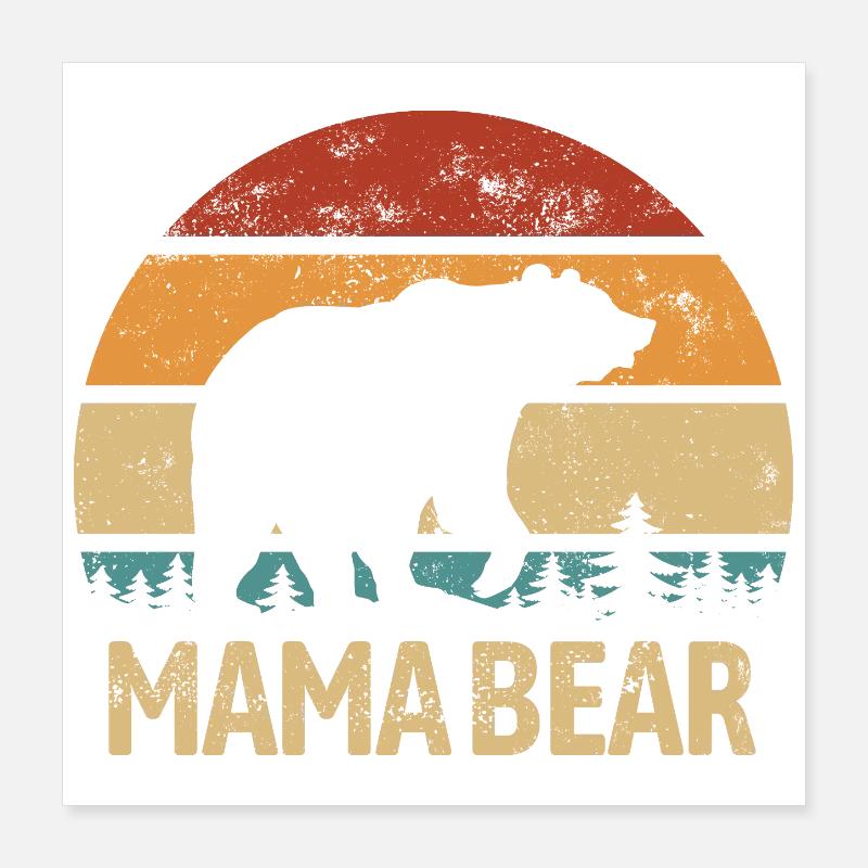 Mama Bear - Muttertag - Vintage Geschenk Poster 40x40 cm