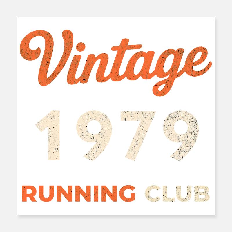 Vintage 1979 Running Club Geburtstag Geschenkidee Poster 40x40 cm
