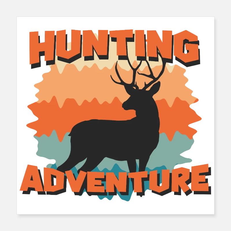 Jagdabenteuer-Hirsch-Silhouette Poster 40x40 cm
