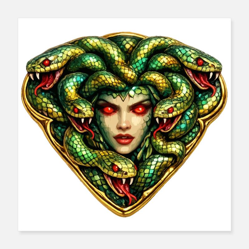 Tête de serpent de Méduse Poster 40 x 40 cm
