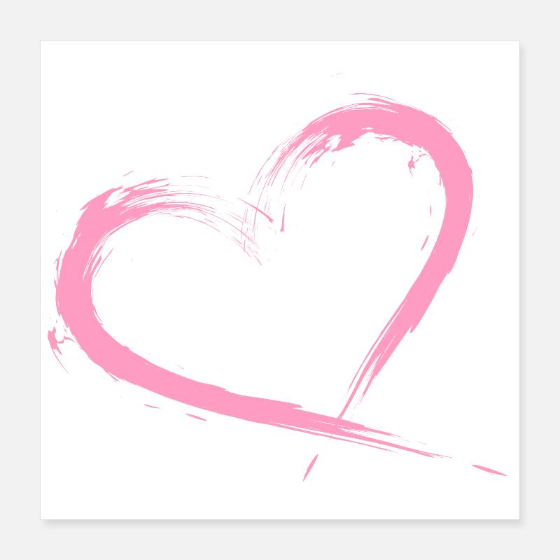 Heart brush pink vector graphic Poster 16" x 16" (40x40 cm)
