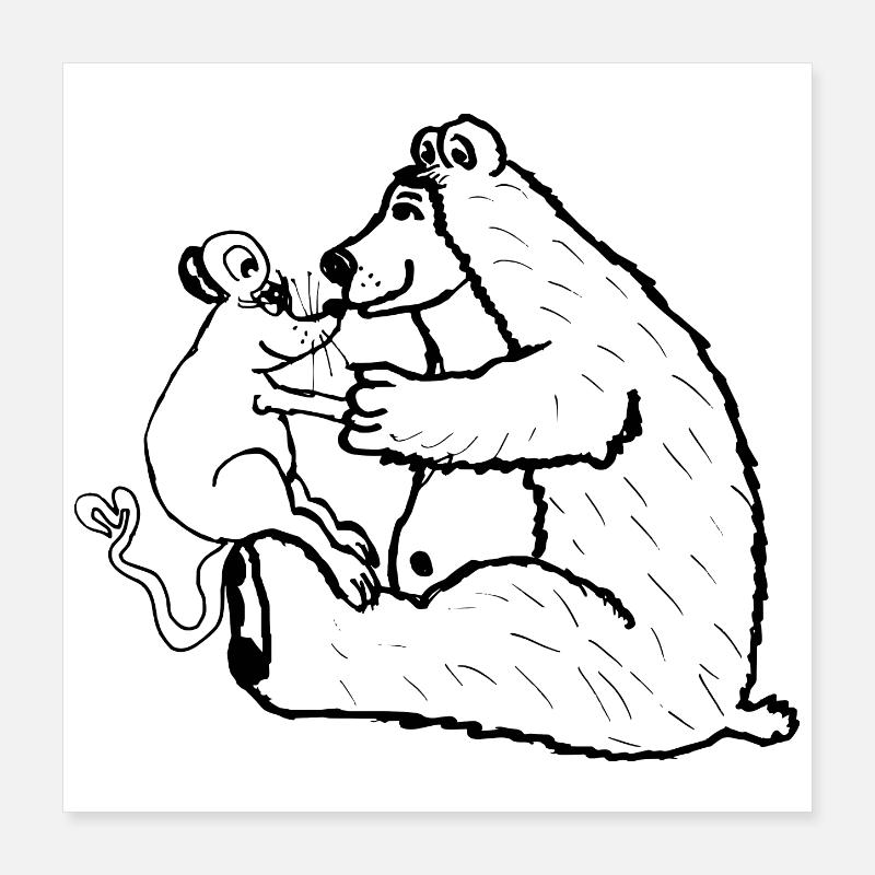 Mouse and Bear - Mouse Bear Love Poster 16" x 16" (40x40 cm)