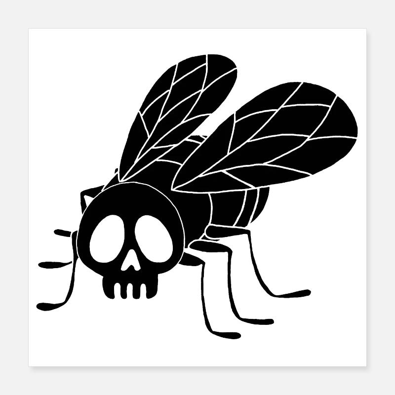 Fly skull (black) Poster 16" x 16" (40x40 cm)
