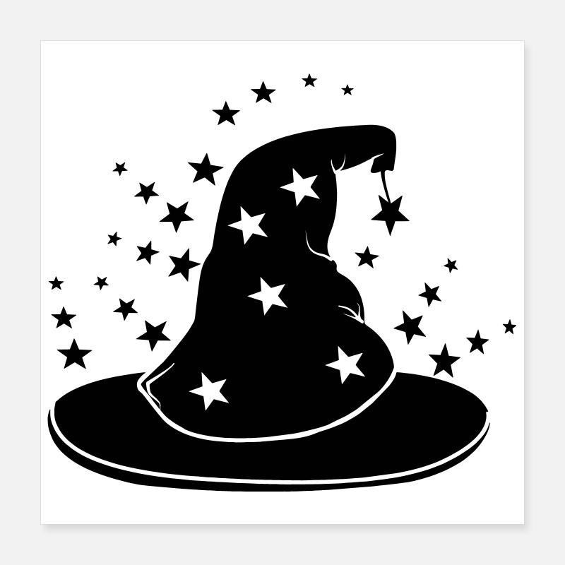 Magical wizard hat with stars Poster 16" x 16" (40x40 cm)