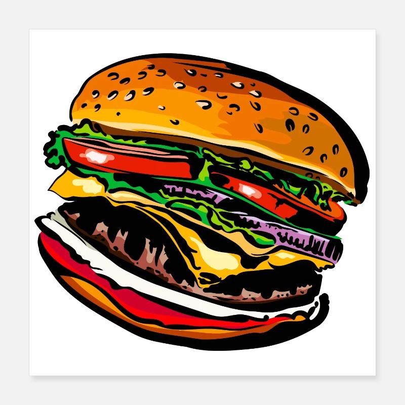 Burger Cheeseburger Restauration rapide Poster 40 x 40 cm