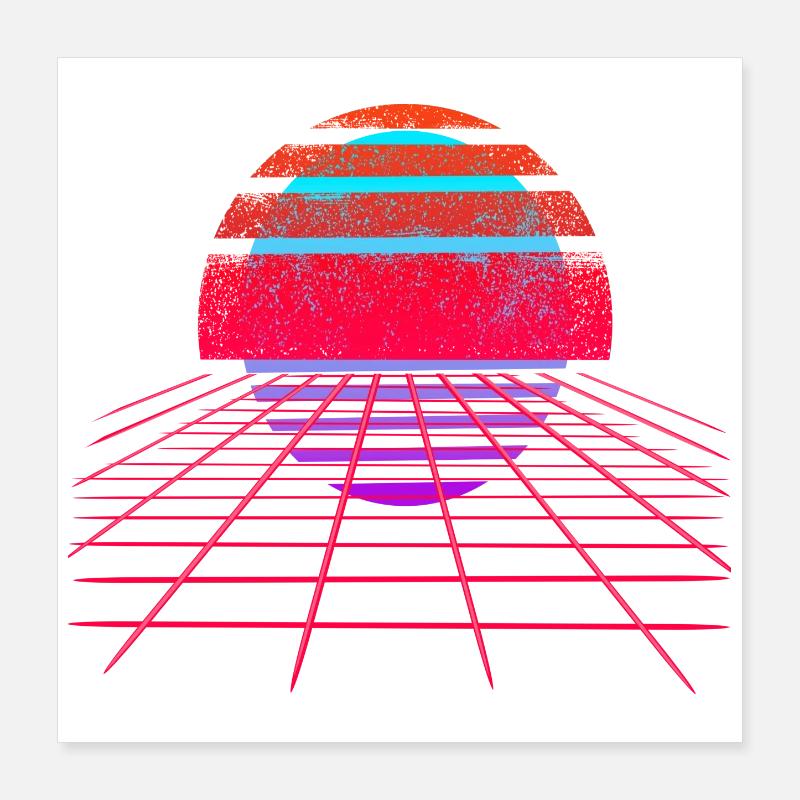 Rétro Wave Sunset Vaporwave Poster 40 x 40 cm