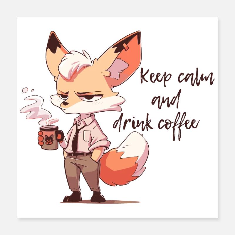 Keep Calm and Drink Coffee Fuchs Motiv Poster 40x40 cm