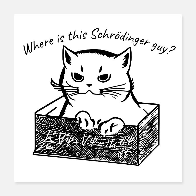 Chat de Schödinger Poster 40 x 40 cm
