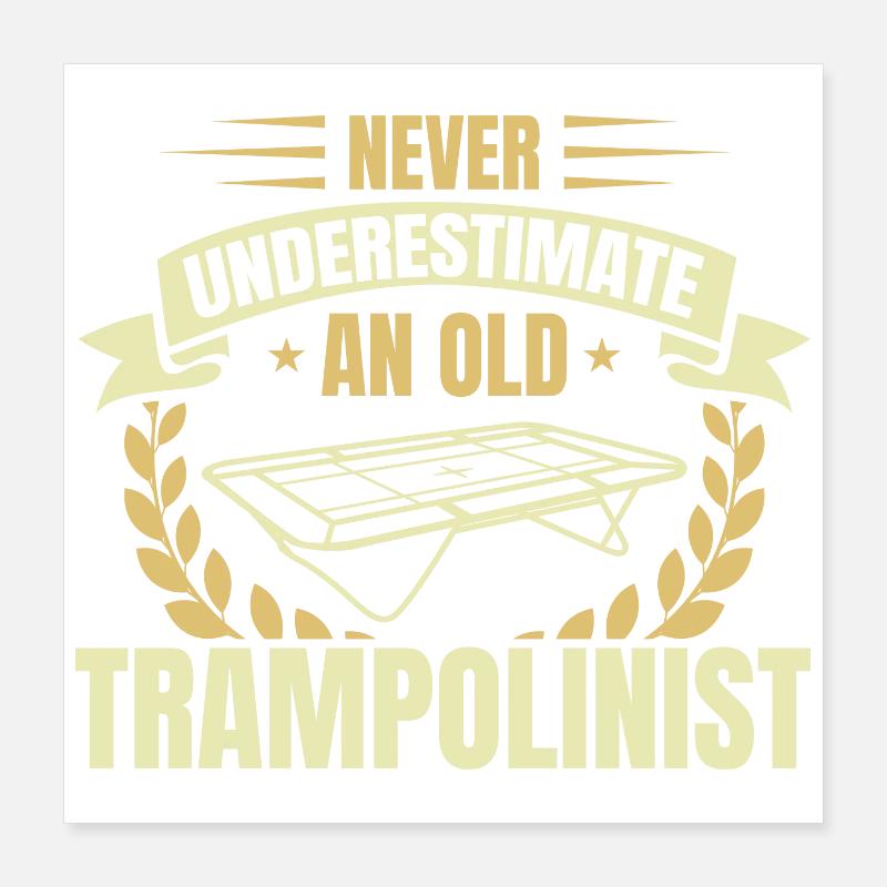 Trampolin Großvater Poster 40x40 cm