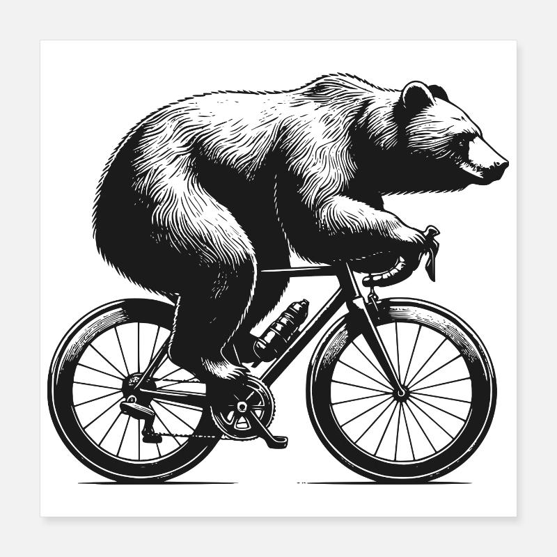 Cycling Bear Poster 16" x 16" (40x40 cm)