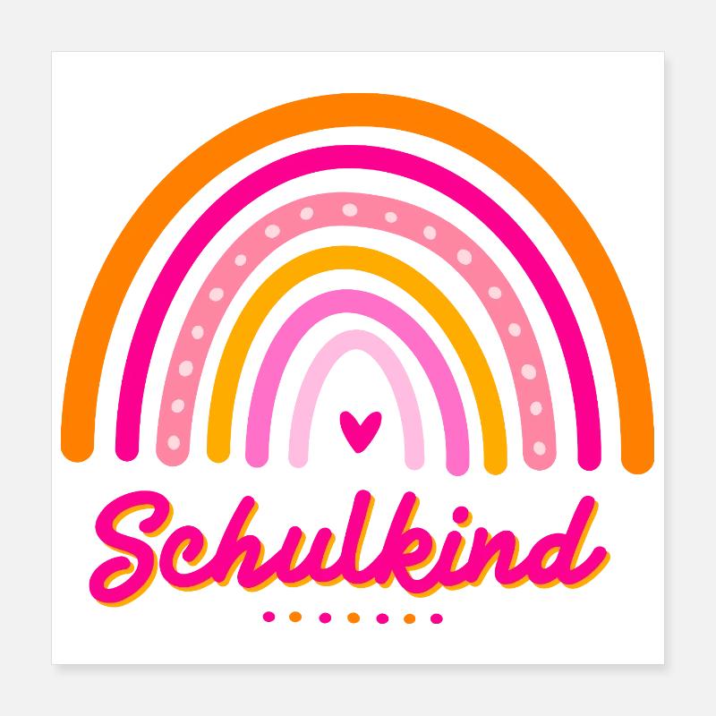 Schulkind Retro-Regenbogen Einschulung Mädchen Poster 40x40 cm