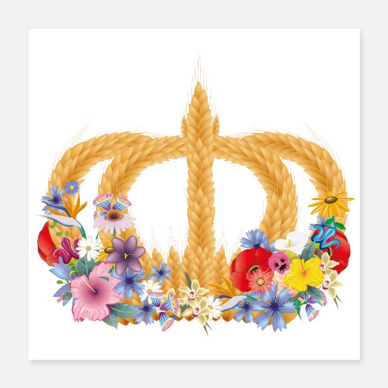 Crown of wheat with flowers – symbol of nature and harvest Poster 16" x 16" (40x40 cm)