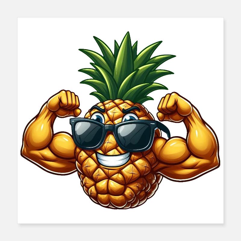 Cool Summer Fruit Pineapple Poster 16" x 16" (40x40 cm)