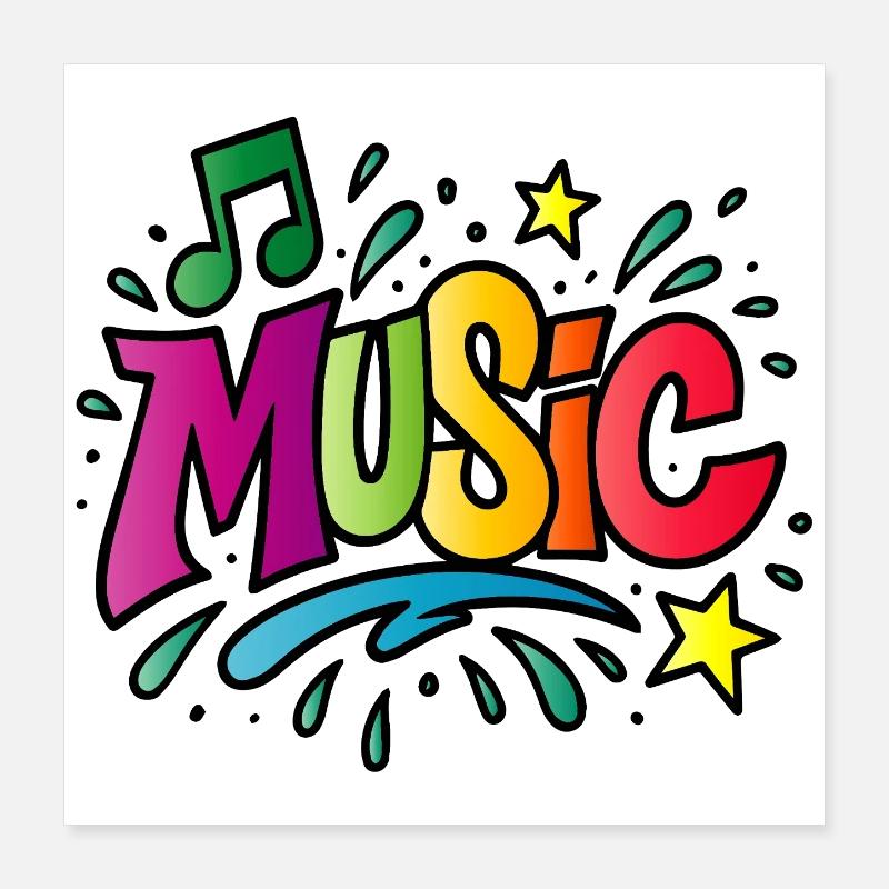 Music – Colorful typography with note symbol Poster 16" x 16" (40x40 cm)