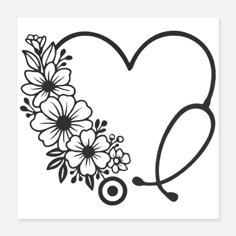 Conception de poussette en forme de cœur floral Poster 40 x 40 cm