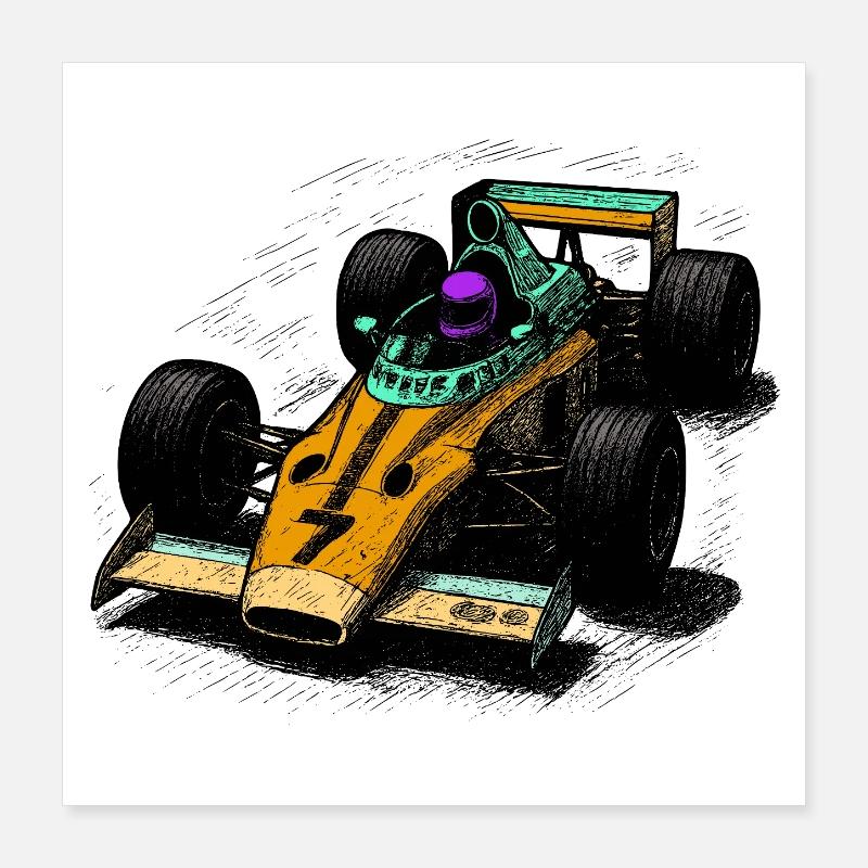 Retro-Formel-Design in leuchtenden Farben Poster 40x40 cm