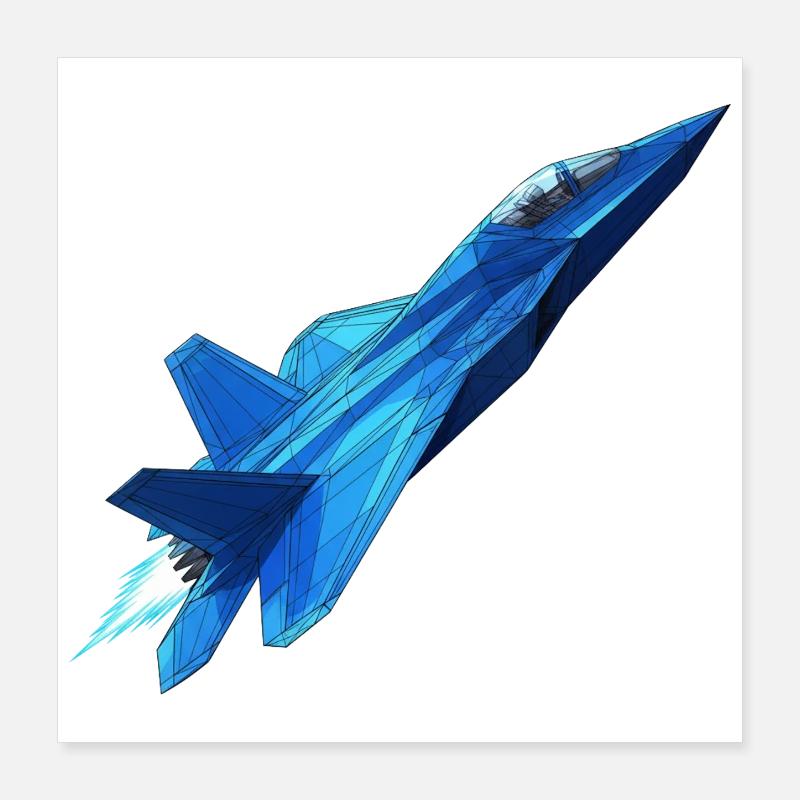 Jet bleu géométrique Poster 40 x 40 cm